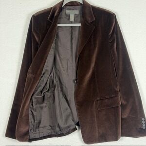 Banana Republic Womens Brown Velvet Blazer Single Button Jacket Size 14 Espresso